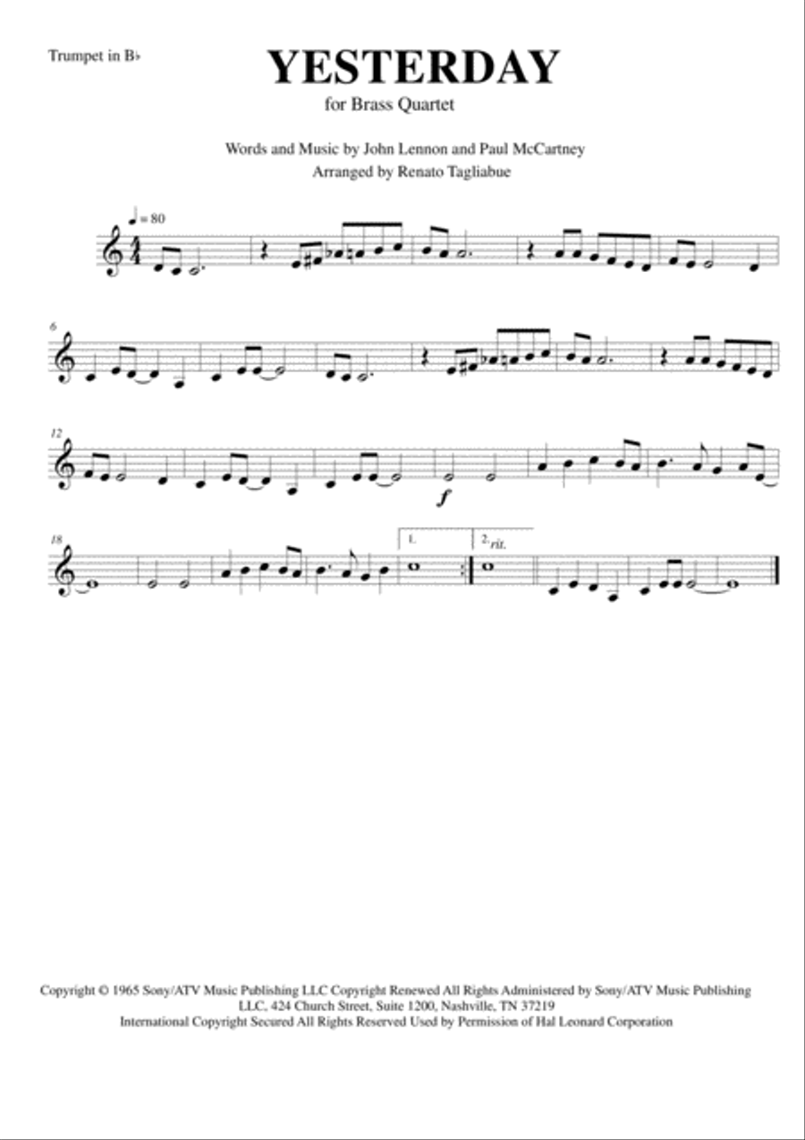 Yesterday Brass Ensemble scores gallery preview page 4
