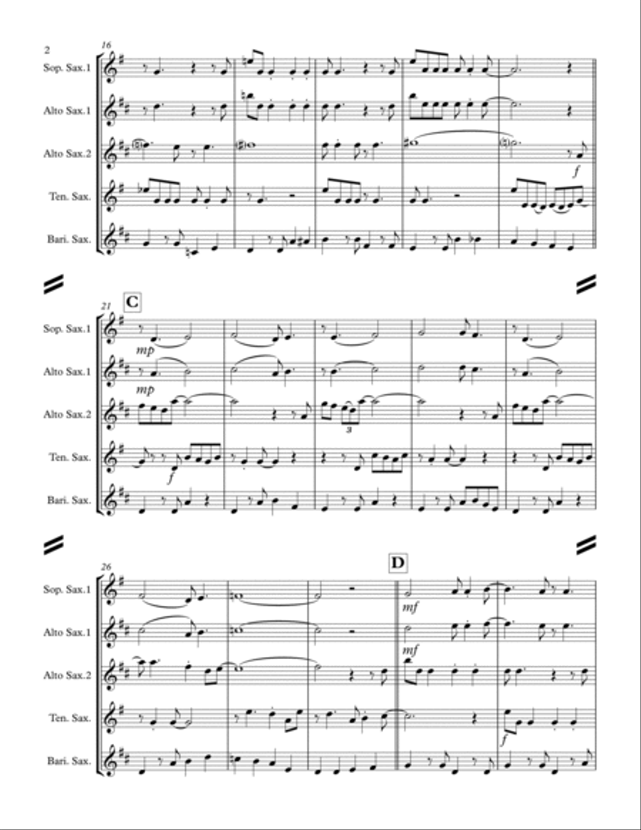 Baby, It's Cold Outside Saxophone Quartet scores gallery preview page 3