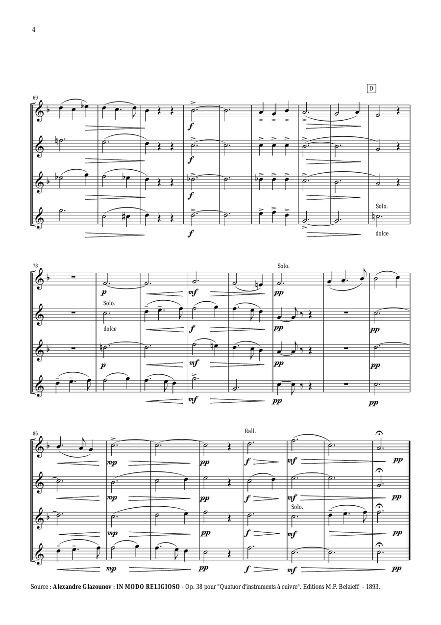IN MODO RELIGIOSO for Saxophone Quartet Saxophone Quartet scores gallery preview page 4