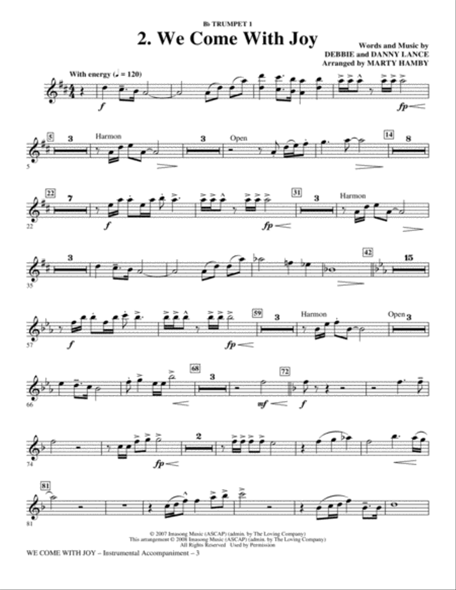 We Come With Joy Orchestration - Trumpet 1 Choir scores gallery preview page 3