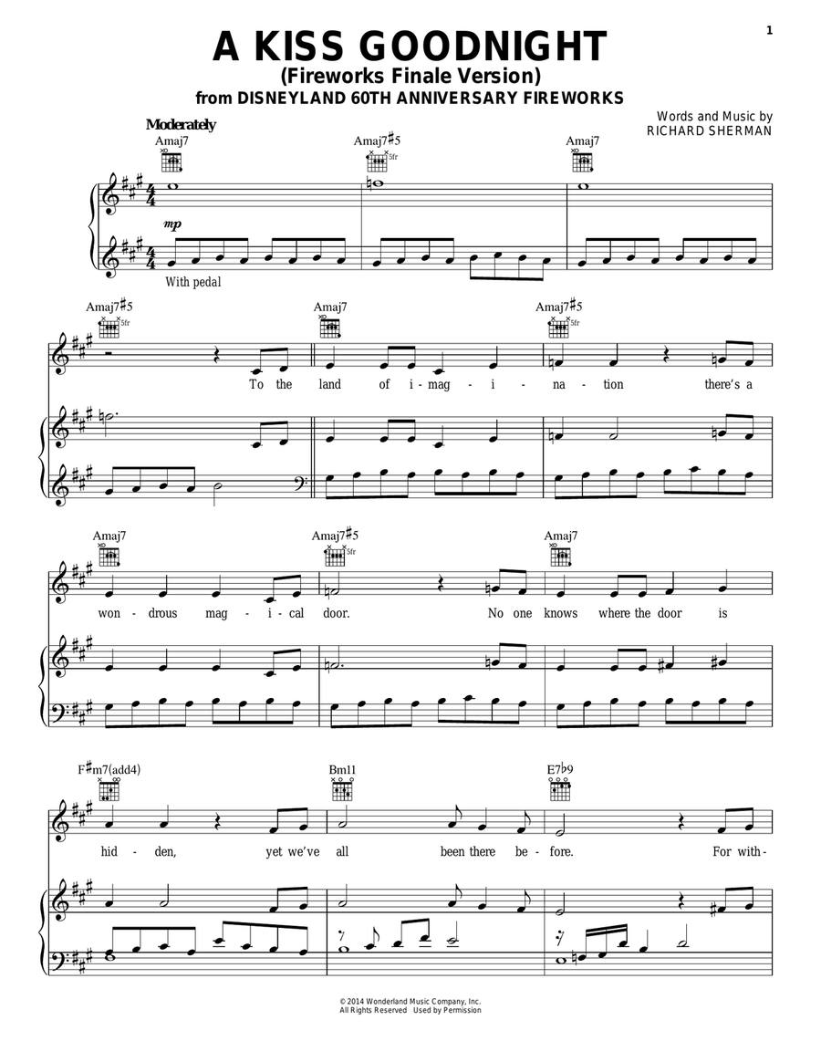 A Kiss Goodnight Piano, Vocal, Guitar scores gallery preview page 1