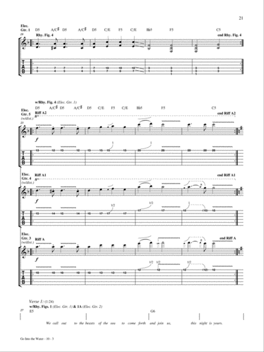 Go Into the Water Guitar Tablature scores gallery preview page 3
