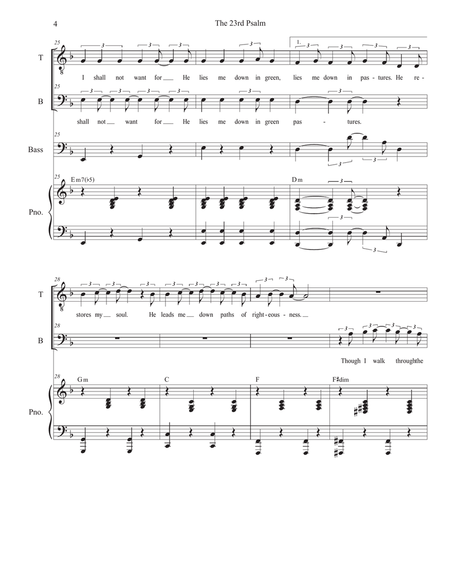 The 23rd Psalm (Duet for Tenor and Bass solo) Tenor Voice scores gallery preview page 4