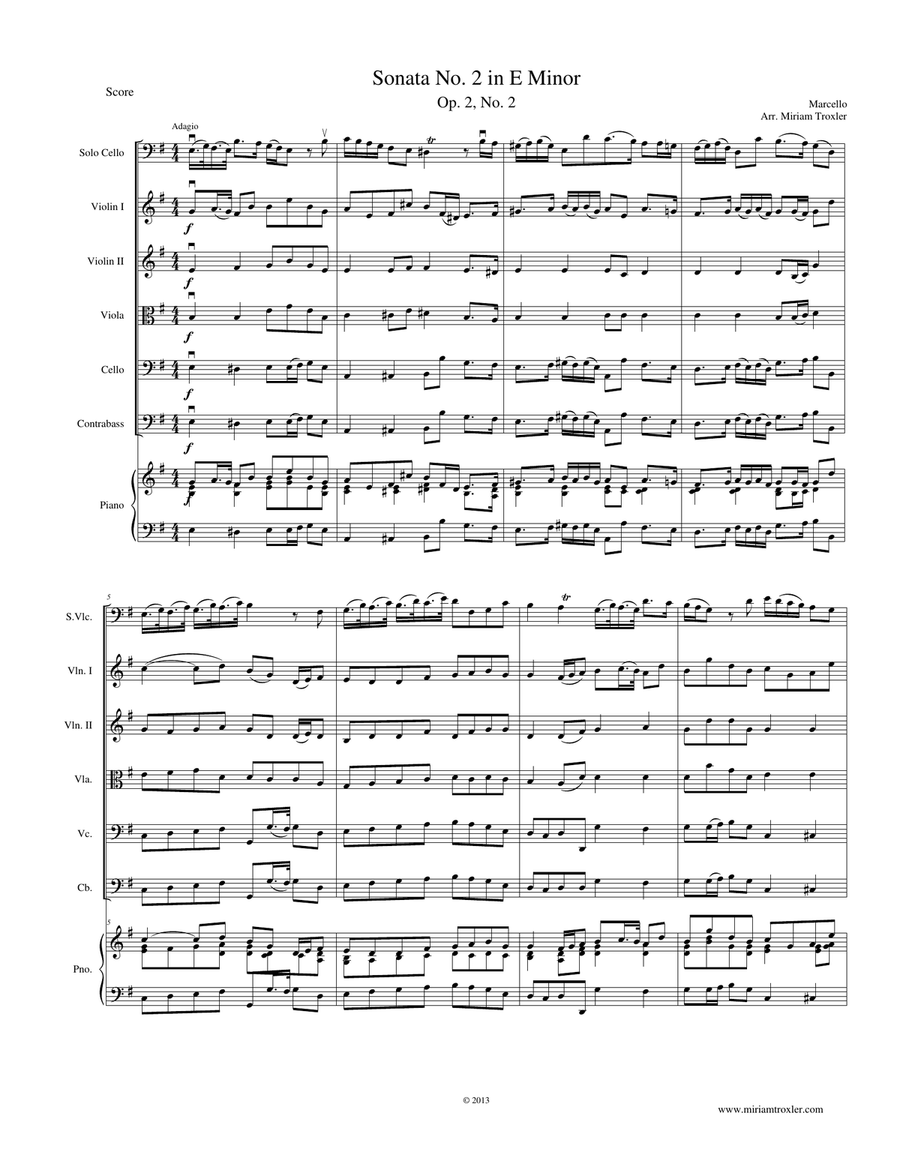 Sonata No. 2 in E Minor, Op. 2, No. 2 String Orchestra scores gallery preview page 1