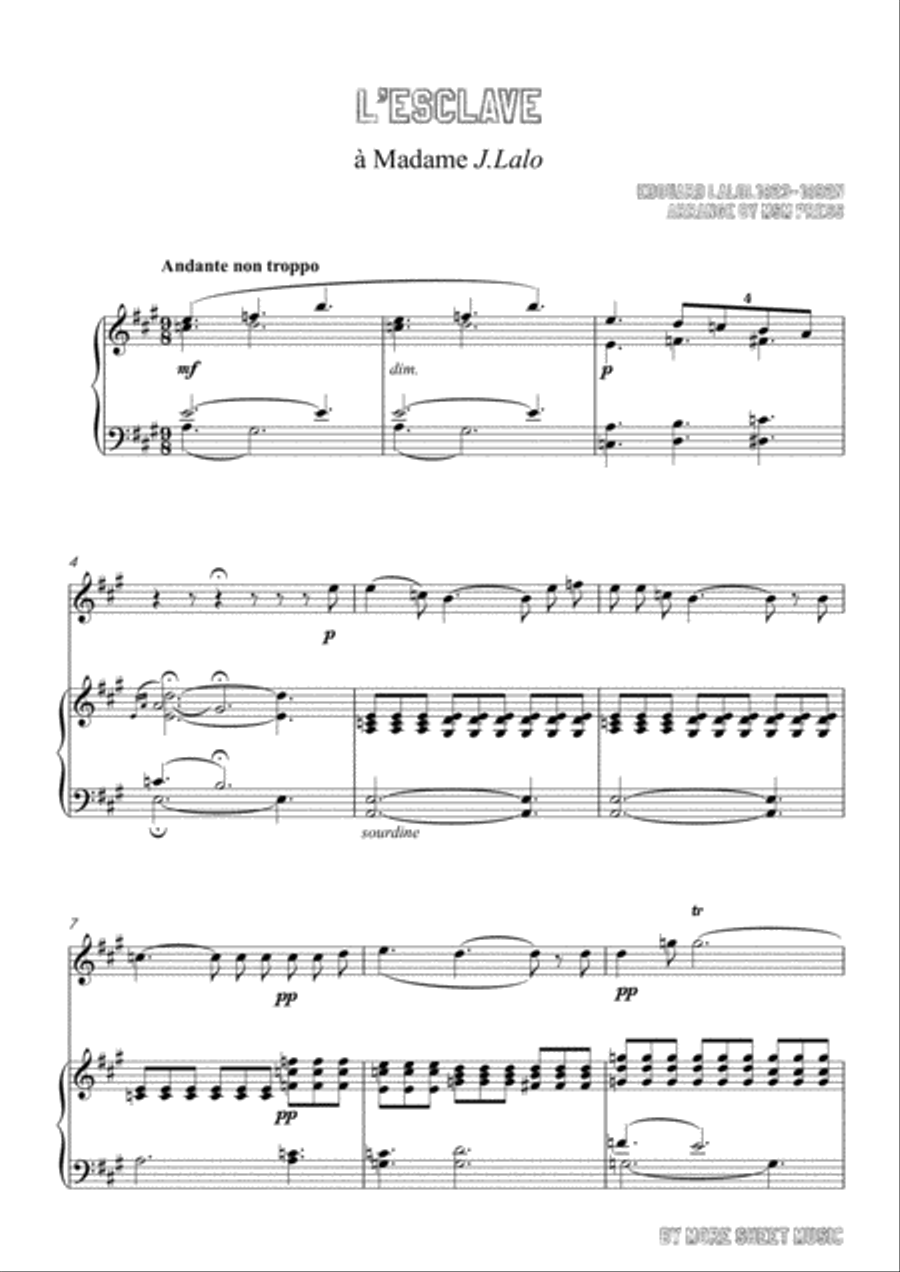 Lalo-L'esclave, for Flute and Piano Flute Solo scores gallery preview page 3