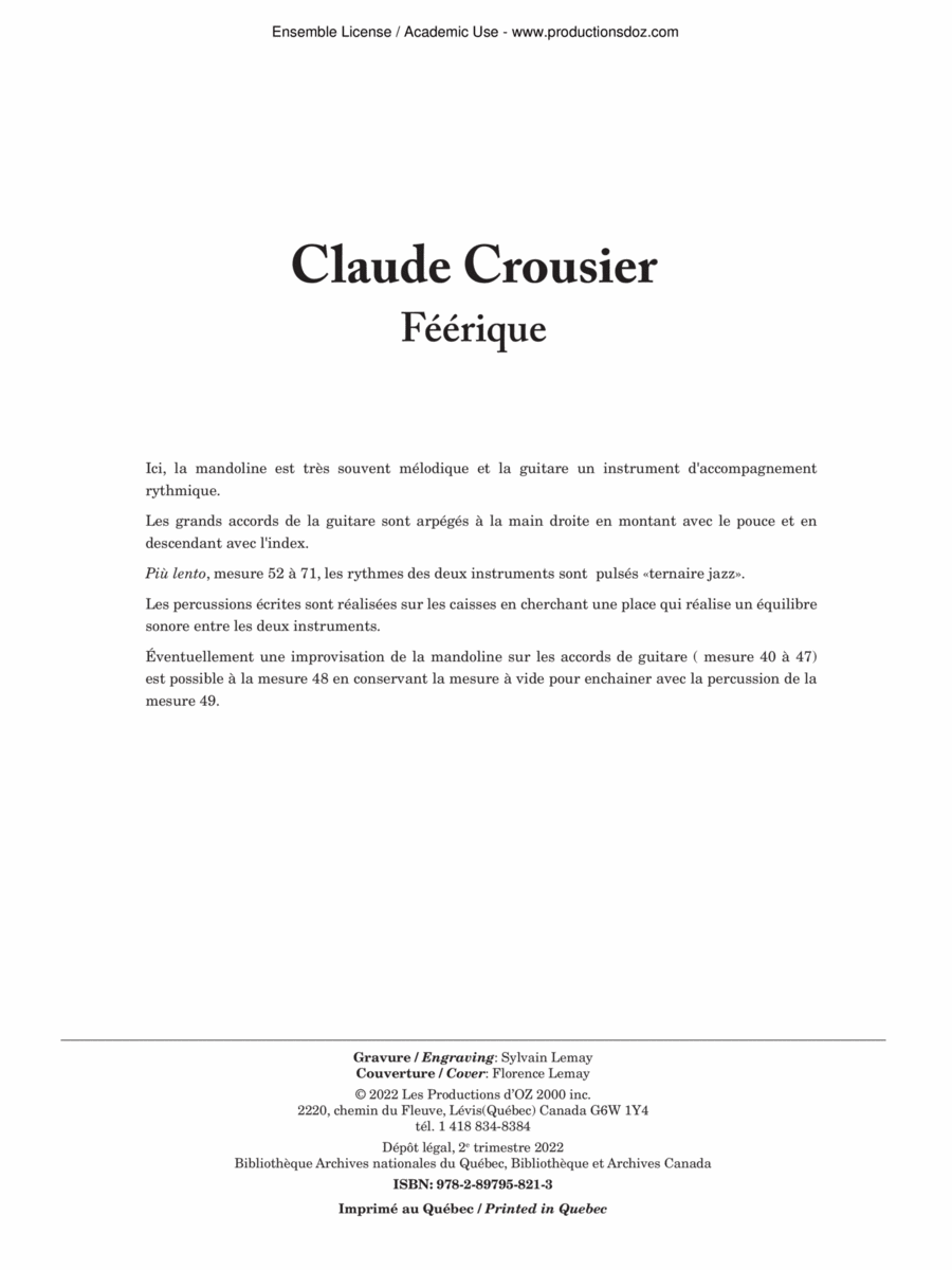 Féérique Féérique Classical Guitar scores gallery preview page 1