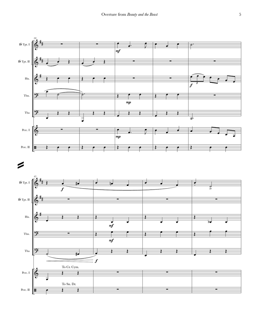 Beauty And The Beast Overture Brass Quintet scores gallery preview page 6