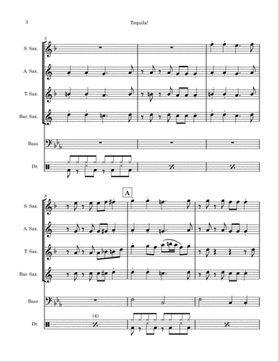 Tequila Saxophone Quartet scores gallery preview page 3