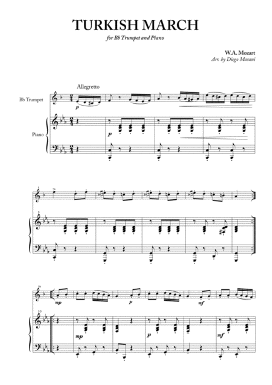 Turkish March for Trumpet and Piano Trumpet Solo scores gallery preview page 3