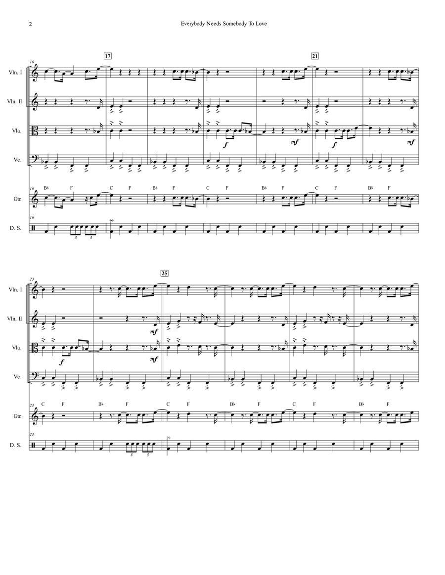 Everybody Needs Somebody To Love String Quartet scores gallery preview page 3