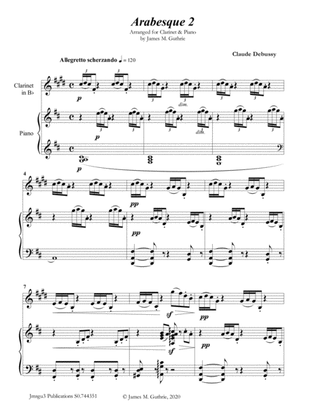 Debussy: Arabesque 2 for Clarinet & Piano