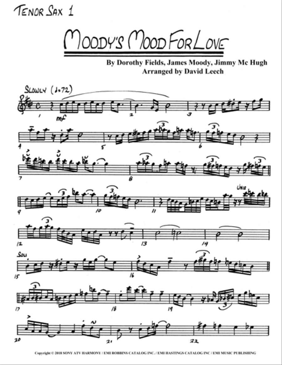 In the mood tenor sax sheet music online