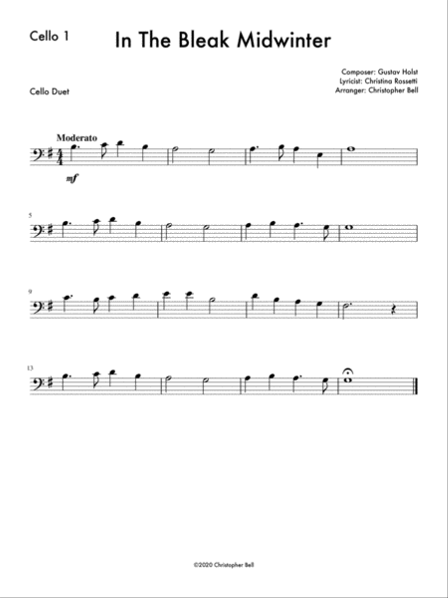 In The Bleak Midwinter (Cello Duet) String Duet scores gallery preview page 2