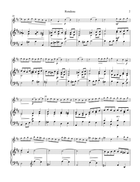 Rondeau Suite 2 BWV 1067 for flute or violin and piano image number null