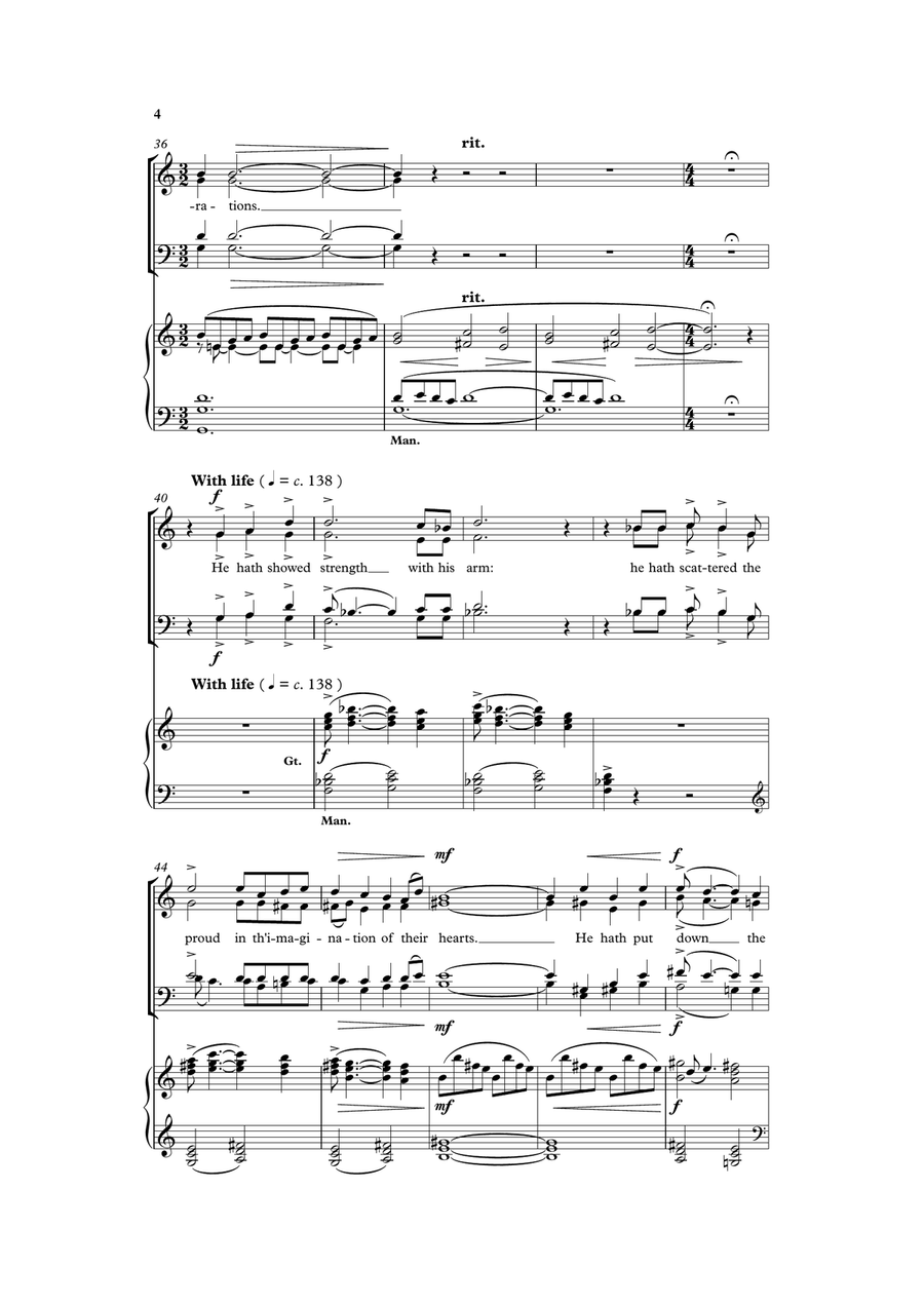 Essex Service (Magnificat and Nunc Dimittis) version for SATB and organ 4-Part scores gallery preview page 4