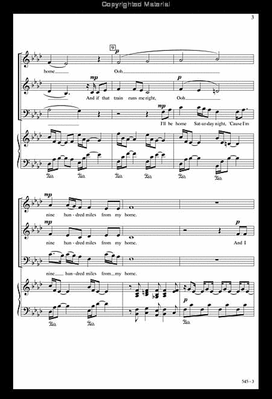 Nine Hundred Miles - SAB Octavo 3-Part scores gallery preview page 3