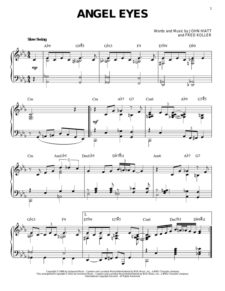 Angel Eyes [Jazz version] (arr. Brent Edstrom) Piano Solo scores gallery preview page 1