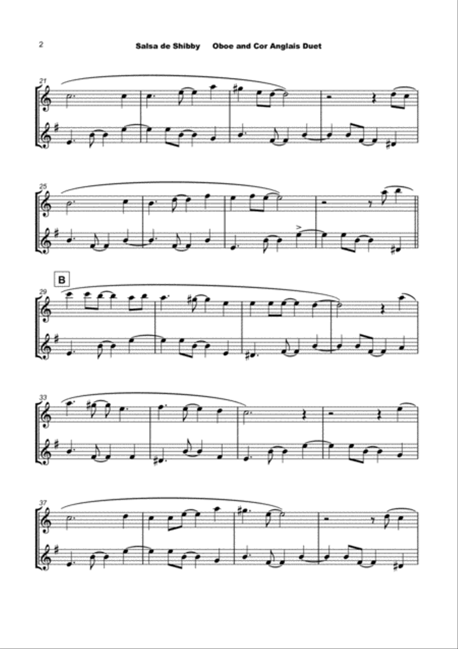 Salsa de Shibby, for Oboe and Cor Anglais Duet Woodwind Duet scores gallery preview page 3