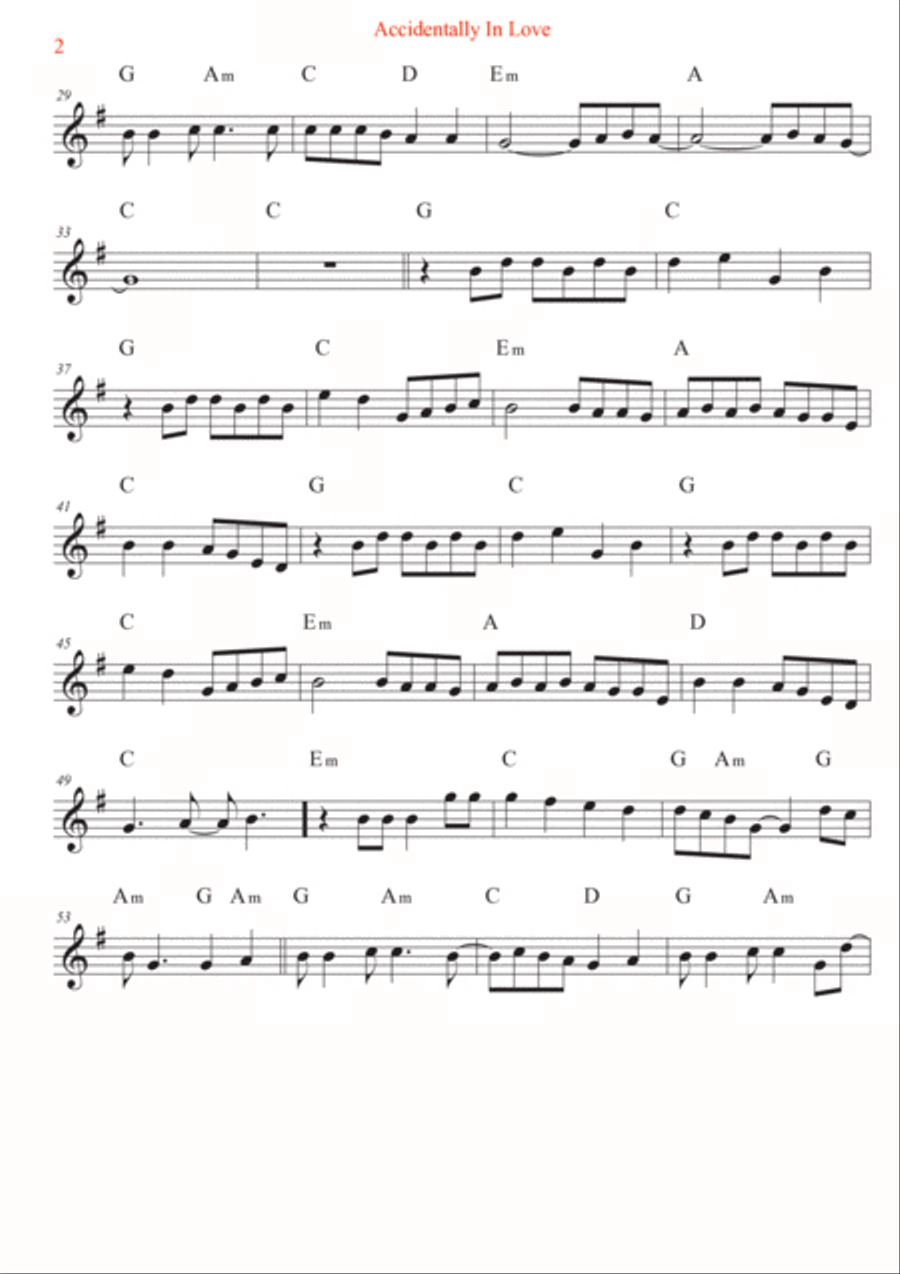 Accidentally In Love Flute Solo scores gallery preview page 2