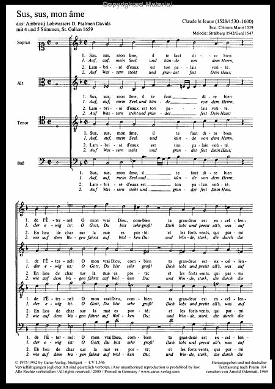 Sus, sus, mon ame SATTB scores gallery preview page 2