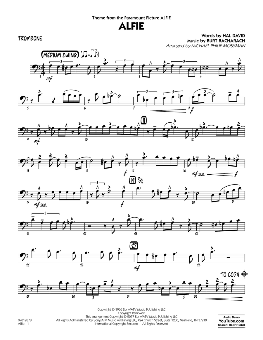 Alfie - Trombone Jazz Ensemble scores gallery preview page 1