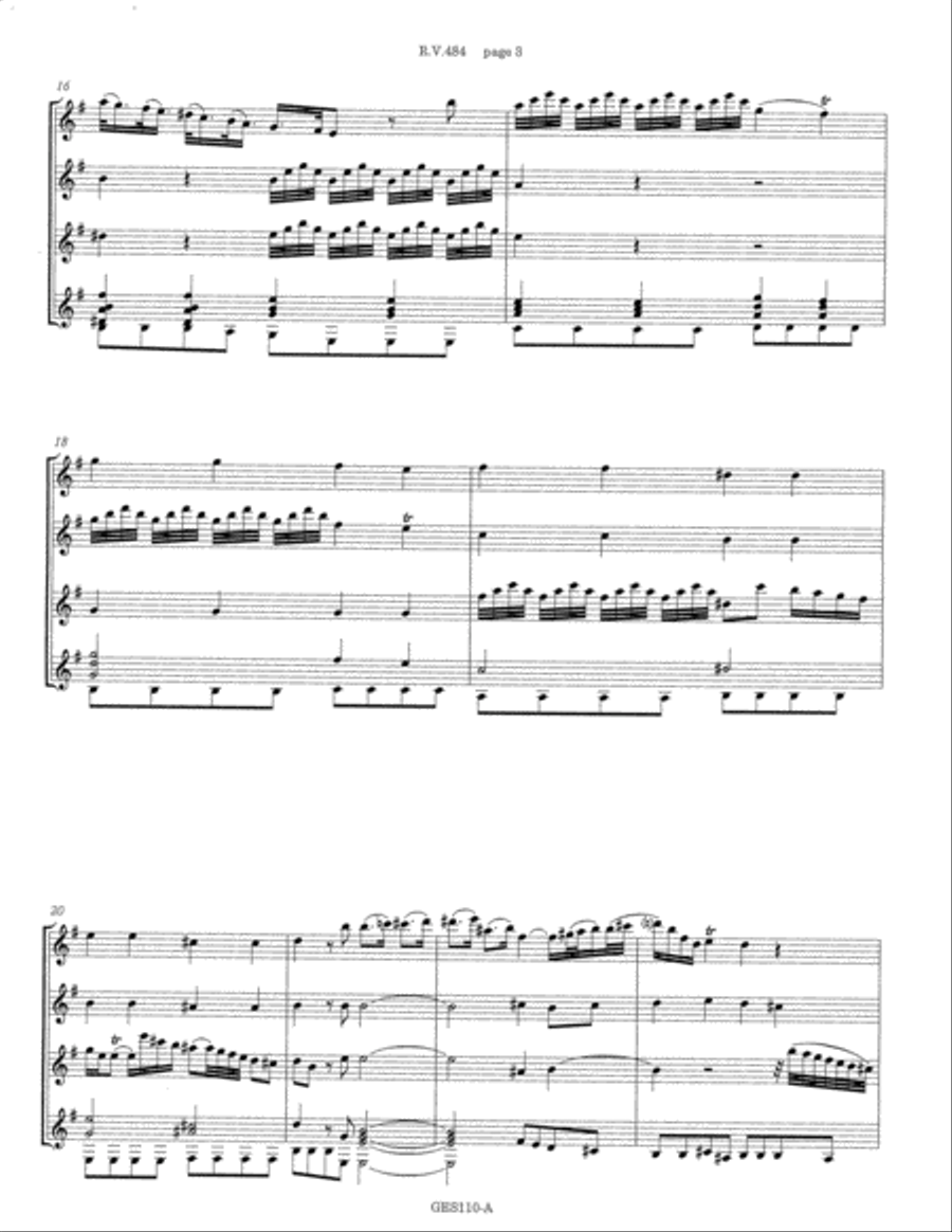 Concerto in Em (for bassoon and strings) R. V. 484 arranged for guitar quartet Small Ensemble scores gallery preview page 5