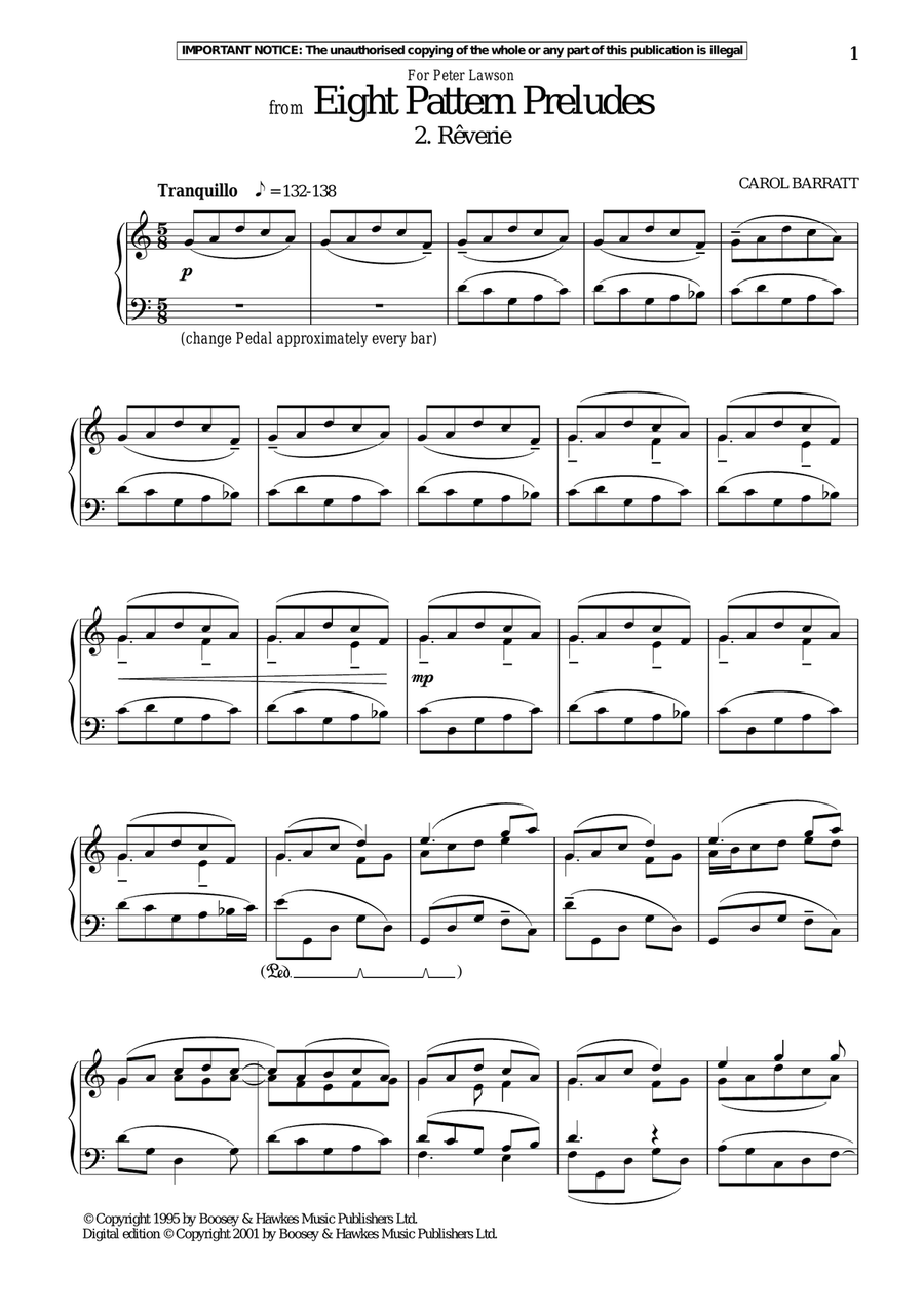 Eight Pattern Preludes, 2. Reverie Piano Solo scores gallery preview page 1