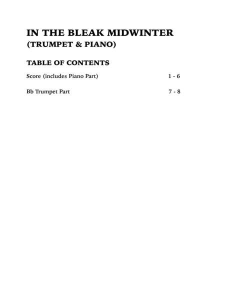 In the Bleak Midwinter (Trumpet and Piano) image number null