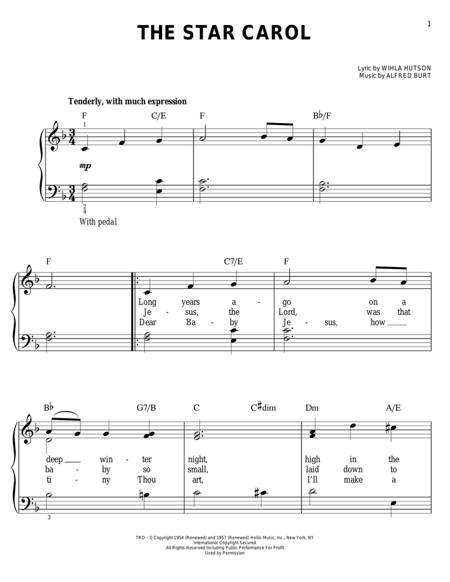 The Star Carol Easy Piano scores gallery preview page 1