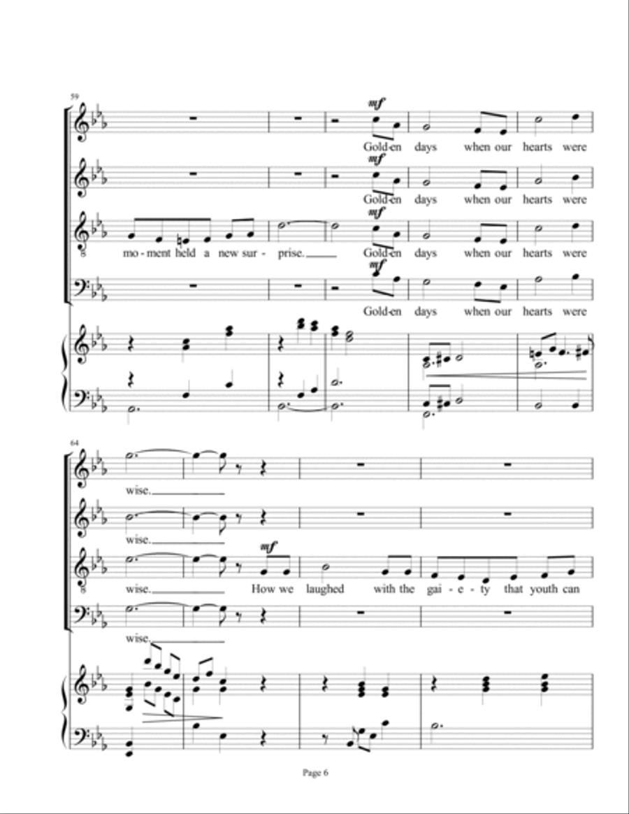 Golden Days, The Student Prince 4-Part scores gallery preview page 6