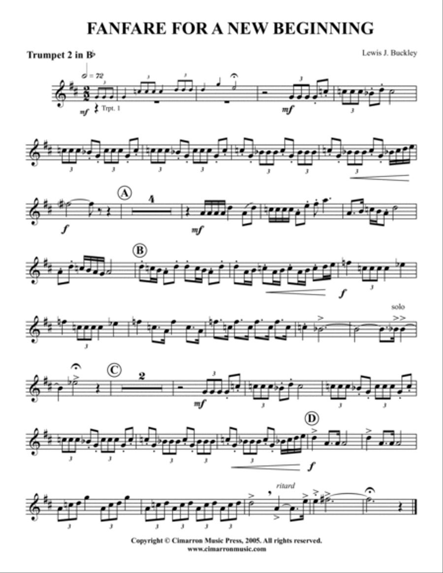 Fanfare for a New Beginning Brass Quintet scores gallery preview page 5