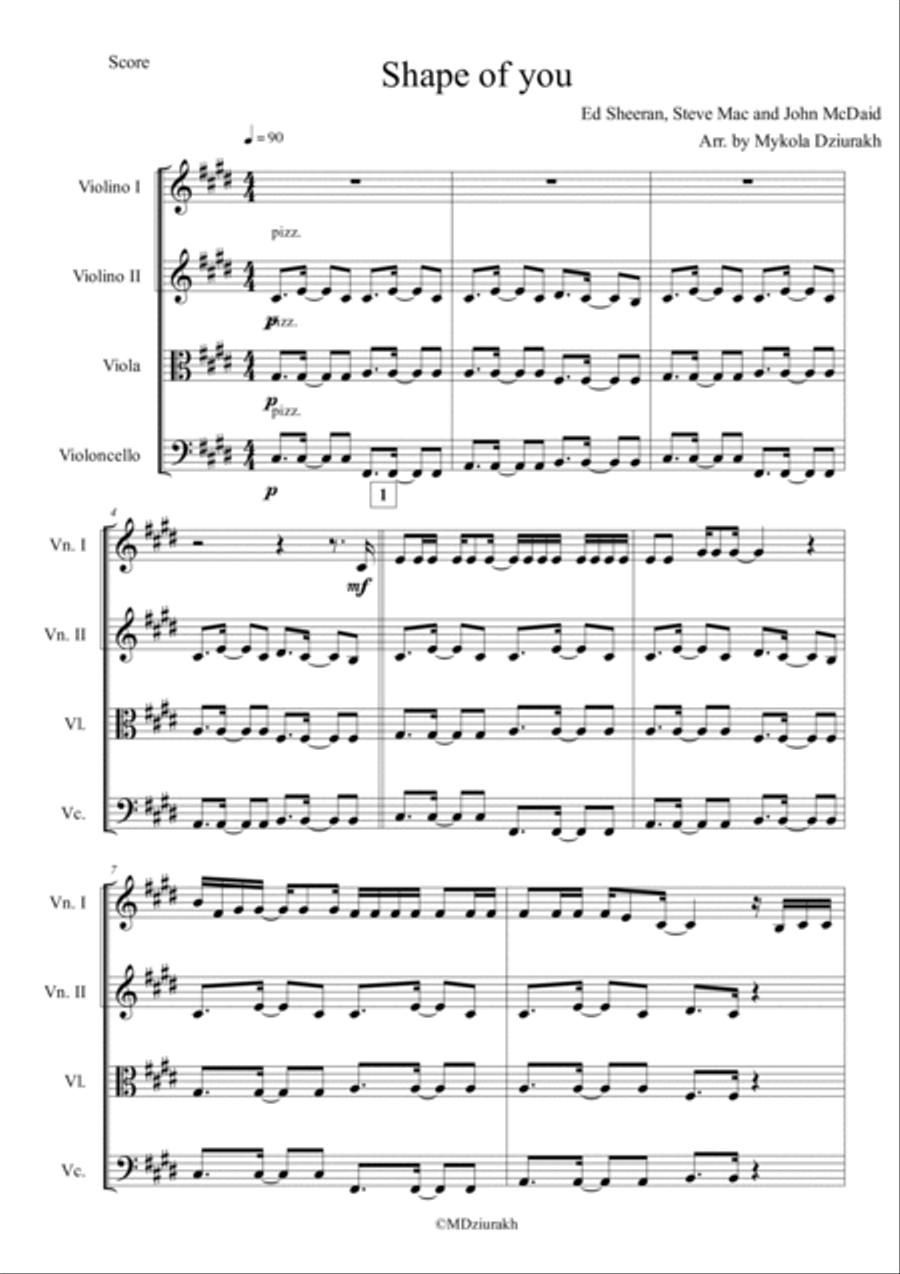 Shape Of You Shape Of You String Quartet scores gallery preview page 6