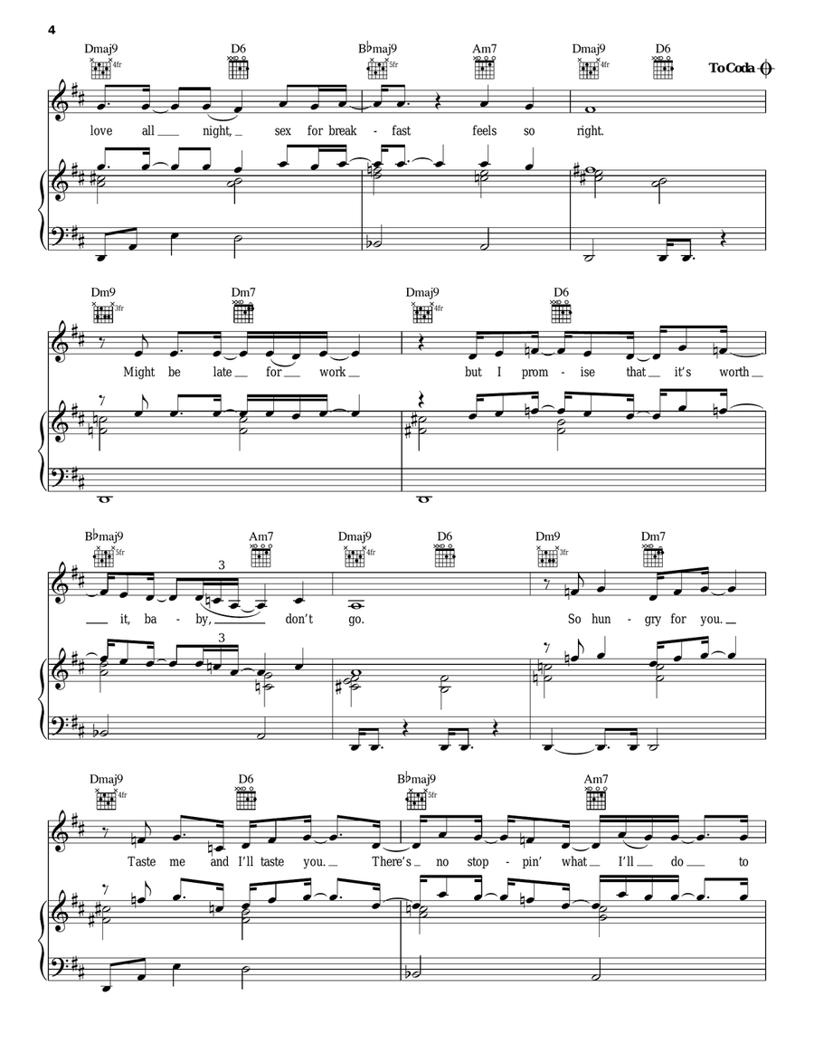 Sex For Breakfast Sex For Breakfast Piano, Vocal, Guitar scores gallery preview page 4