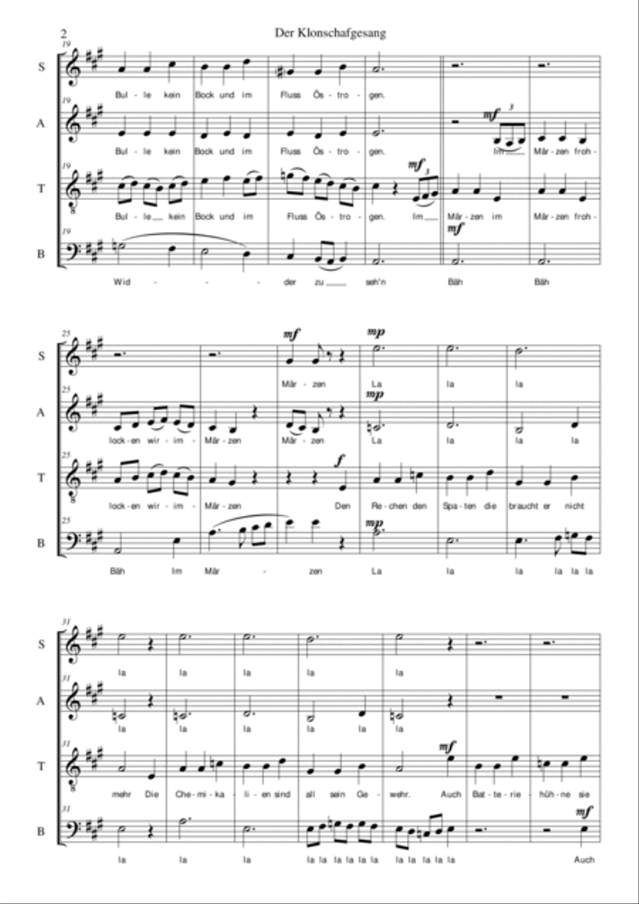 Der Klonschafgesang for mixed choir (SATB) 4-Part scores gallery preview page 2