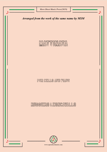 Leoncavallo-Mattinata, for Cello and Piano image number null