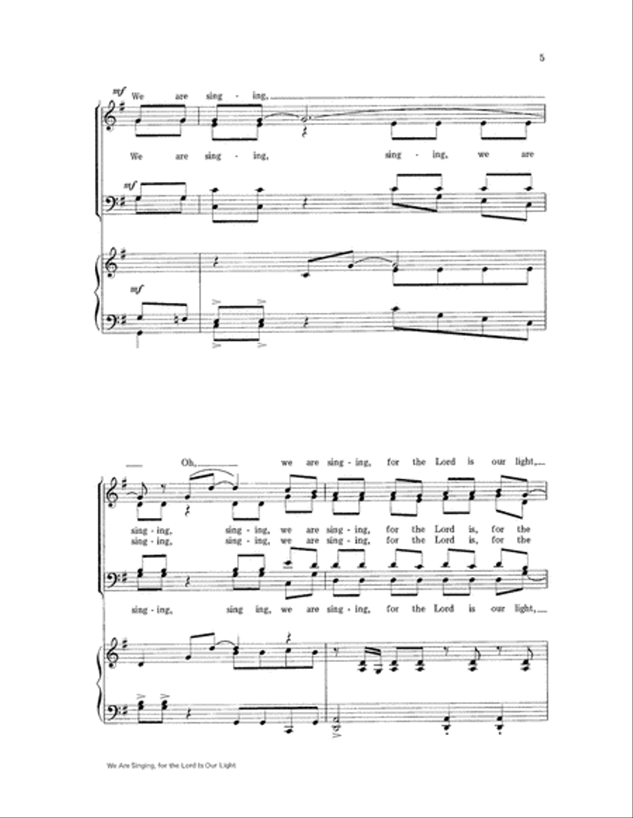 We Are Singing, for the Lord Is Our Light Choir scores gallery preview page 5