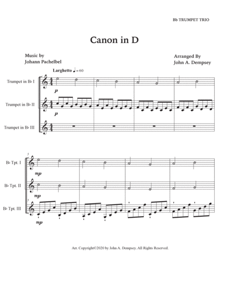 Canon in D (in Bb major): Trumpet Trio image number null