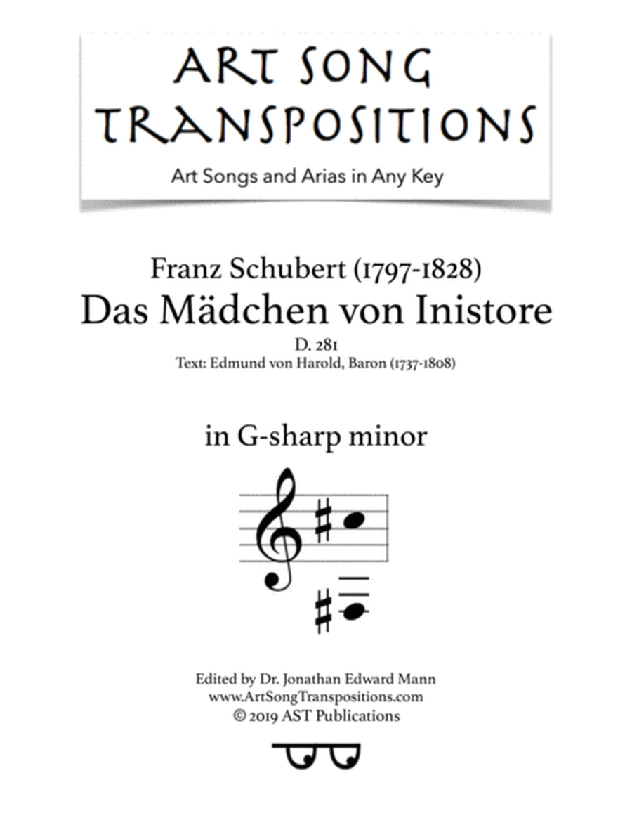 SCHUBERT: Das Mädchen von Inistore, D. 281 (transposed to G-sharp minor)