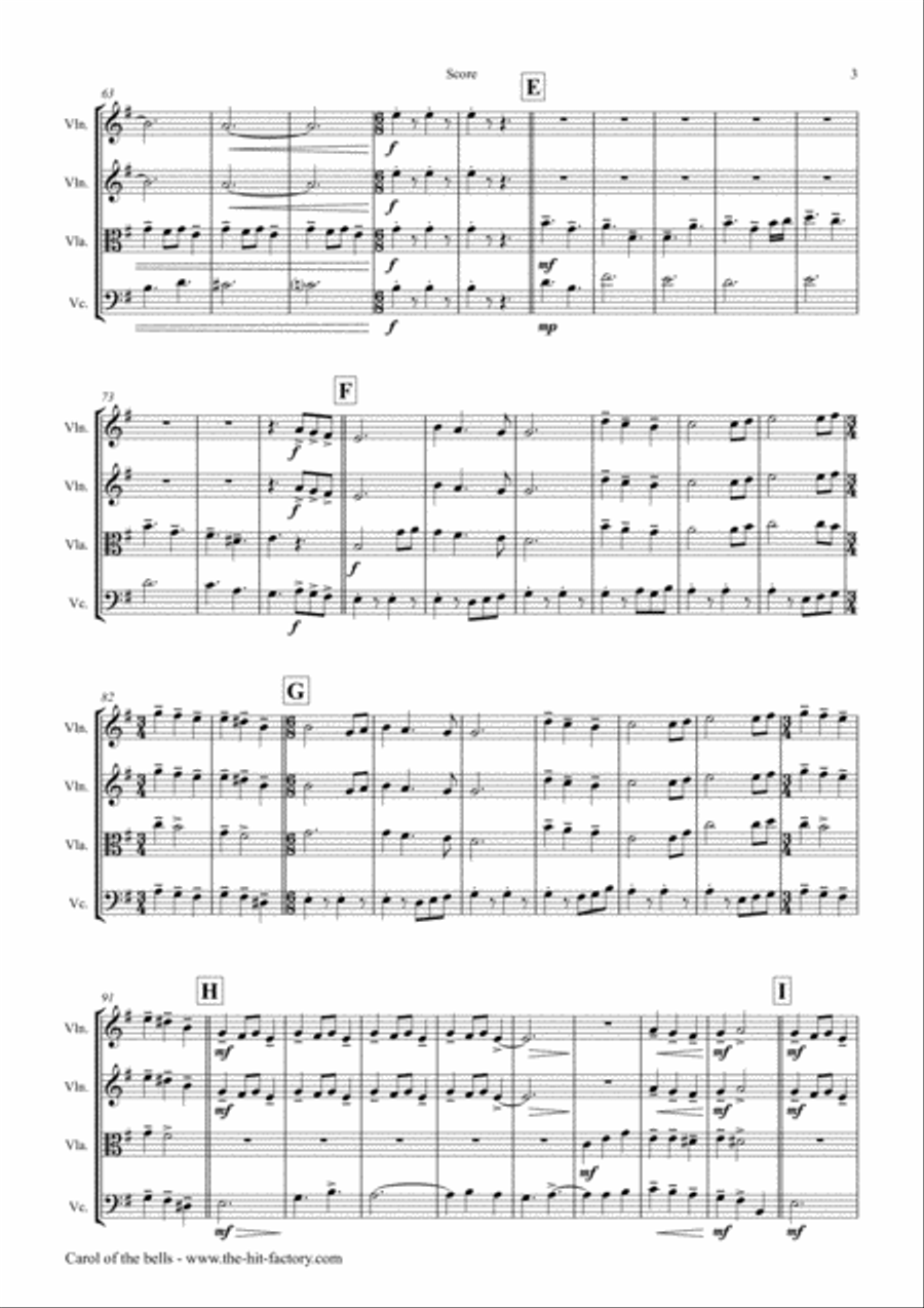 Carol of the Bells - Pentatonix style - String Trio String Trio scores gallery preview page 3