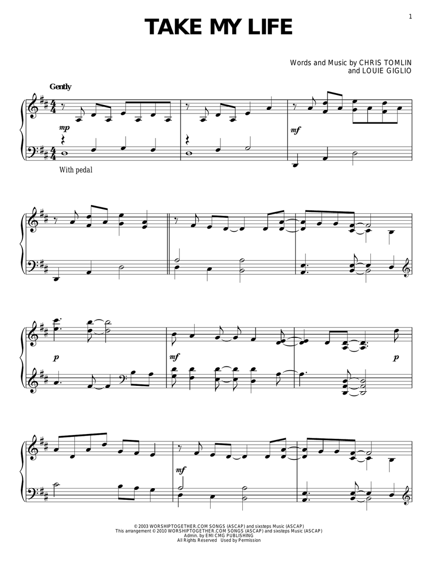 Take My Life Take My Life Piano Solo scores gallery preview page 1