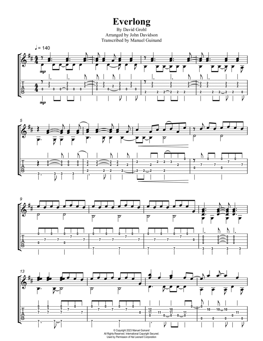 Everlong Acoustic Guitar scores gallery preview page 1