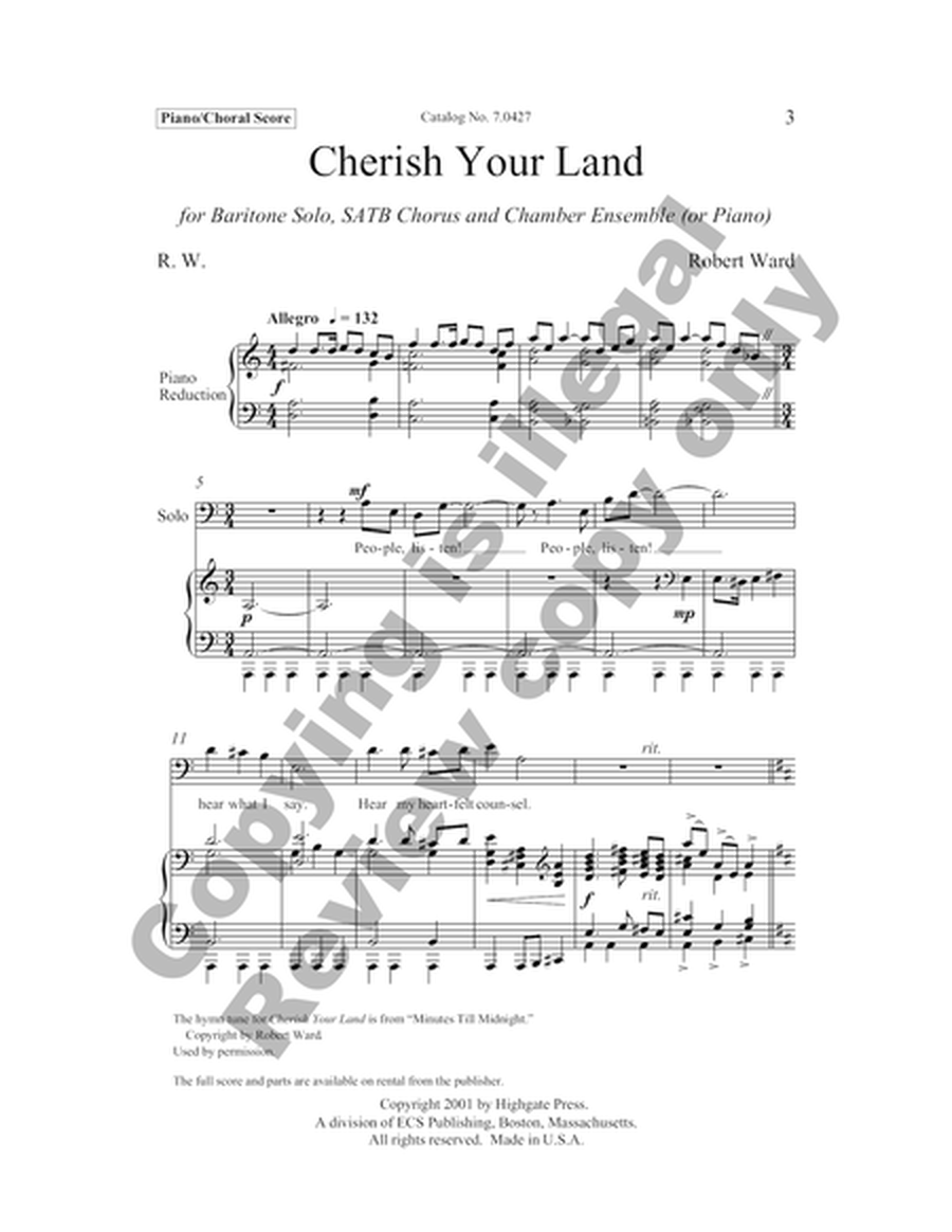 Cherish Your Land (Choral score)