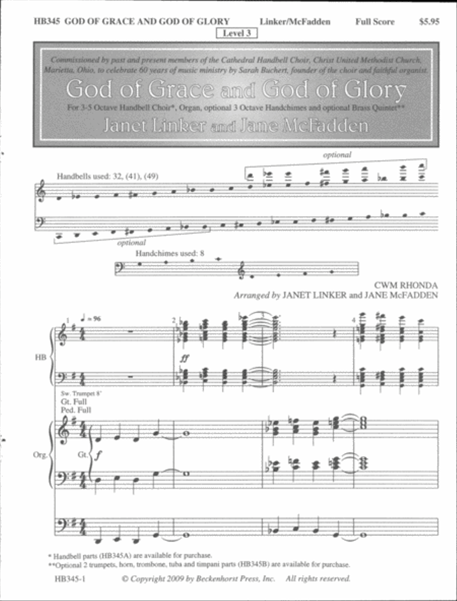 God of Grace and God of Glory - organ and handbell score Handbell Choir scores gallery preview page 2