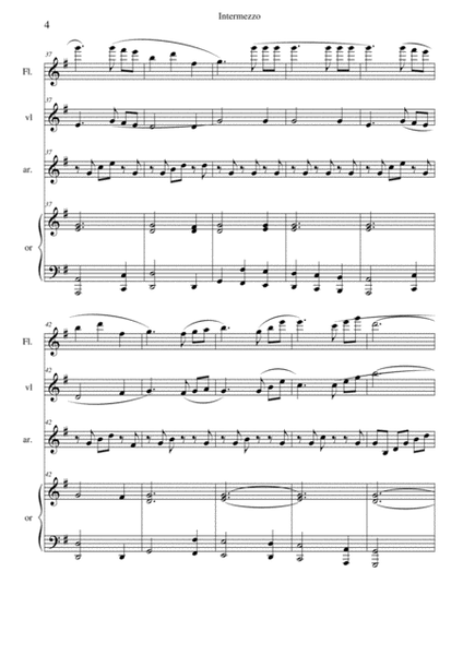 Intermezzo from "Cavalleria Rusticana". Flute, violin, harp and organ quartet image number null