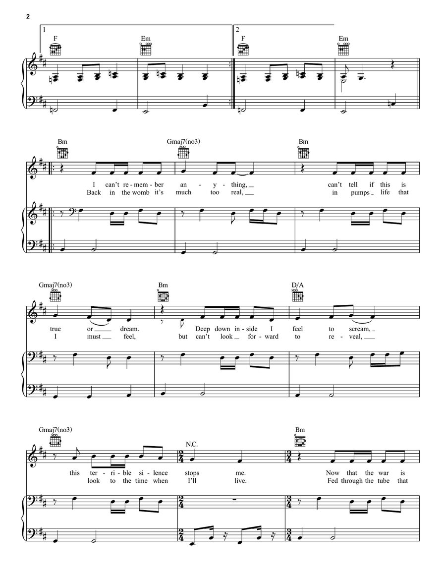 One Piano, Vocal, Guitar scores gallery preview page 2