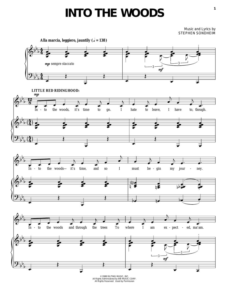 Into The Woods Piano, Vocal scores gallery preview page 1