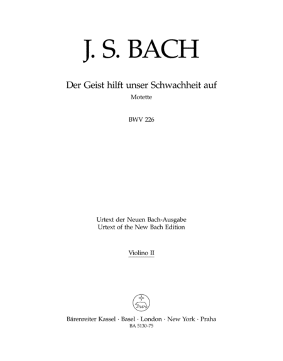 Der Geist hilft unser Schwachheit auf, BWV 226 Choir scores gallery preview page 1