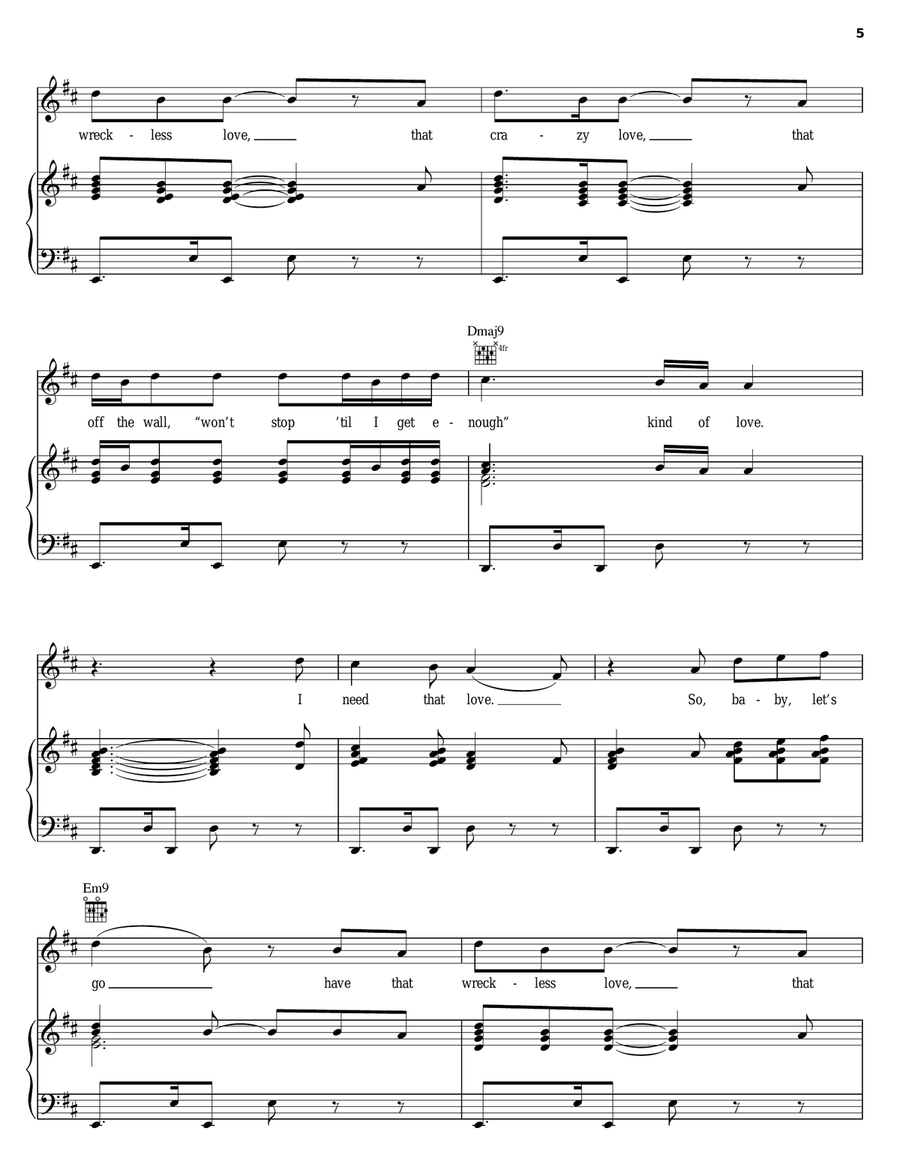 Wreckless Love Wreckless Love Piano, Vocal, Guitar scores gallery preview page 5