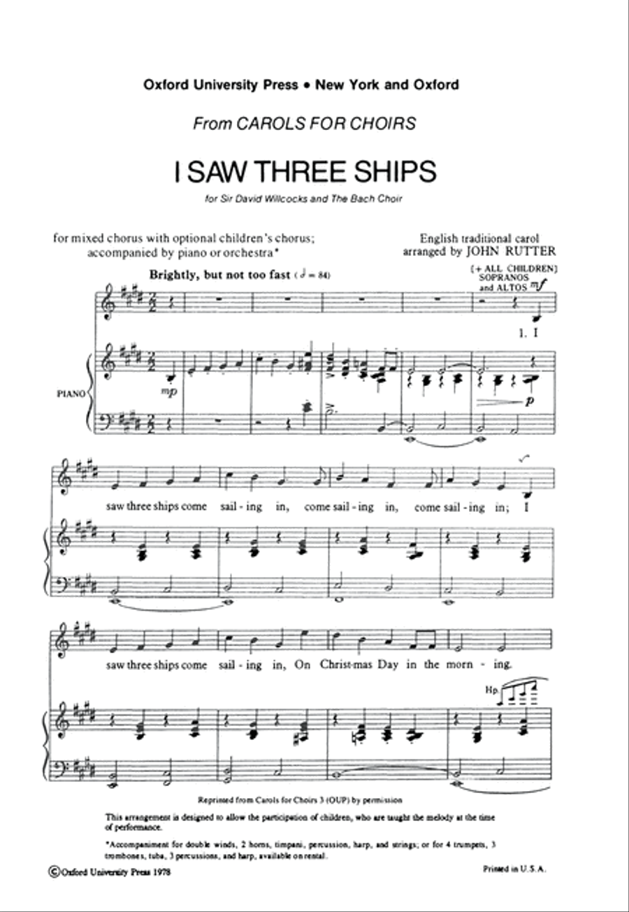 I saw three ships 4-Part scores gallery preview page 1