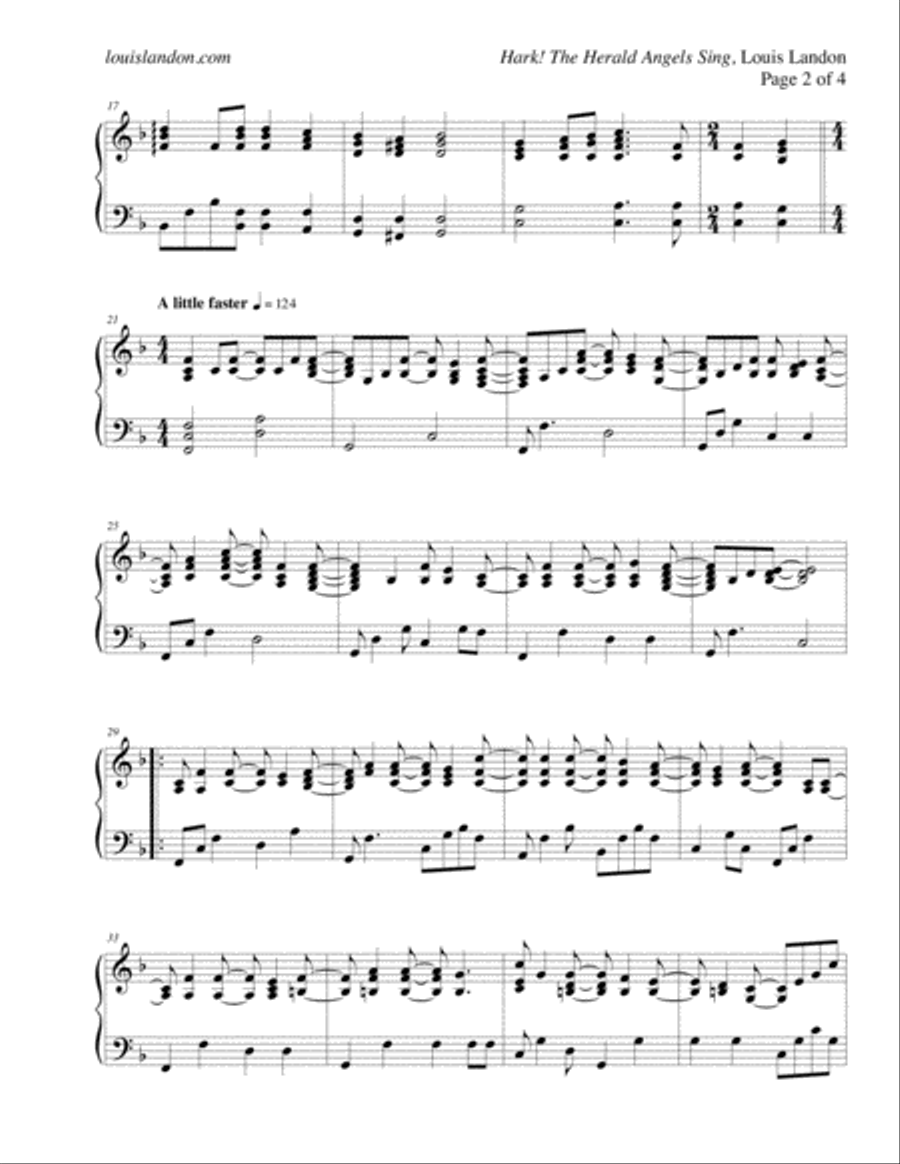Hark! The Herald Angels Sing - Traditional Christmas - Louis Landon - Solo Piano Piano Solo scores gallery preview page 3